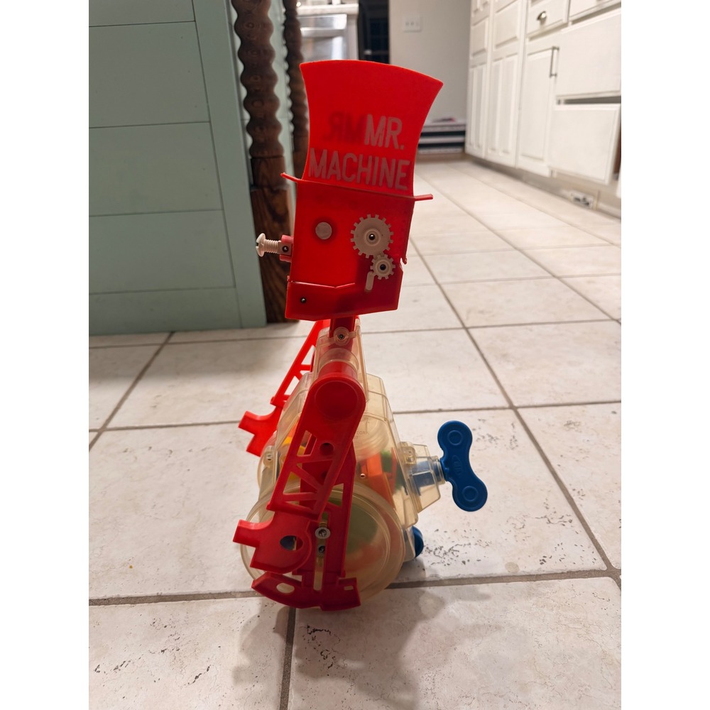 Vintage Ideal Mr. Machine Wind Up whistling Toy Red Hat Mechanical Robot 1970